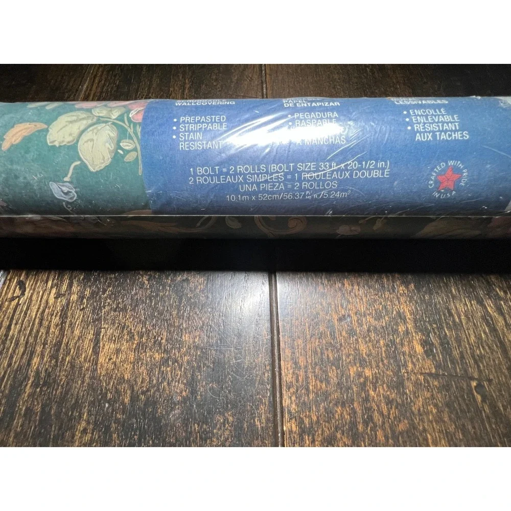 C&A Wallcoverings VTG Floral Wallpaper Teal Pink Green SH2093 Run 4 33ft Bolt